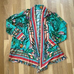 Johnny Was Tania Swing Sweater Tropical Cardigan size Medium